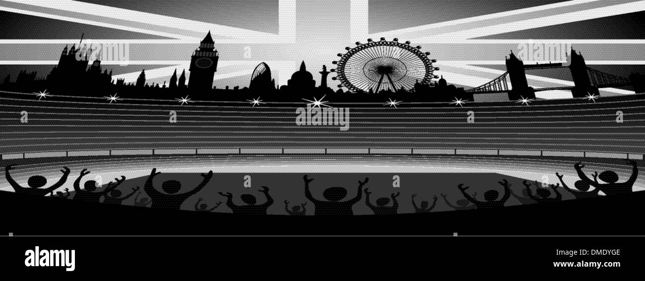 Stade avec toits de Londres - vector Illustration de Vecteur Stade avec toits de Londres - vector Illustration de Vecteur