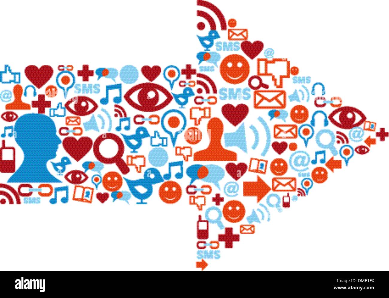 Symbole de flèche avec la texture des icônes des médias Illustration de Vecteur