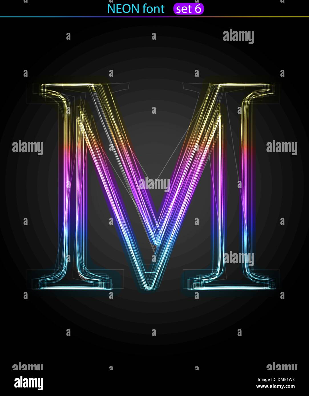 Néon couleur du dégradé font. Lettre M. VECTOR Illustration de Vecteur