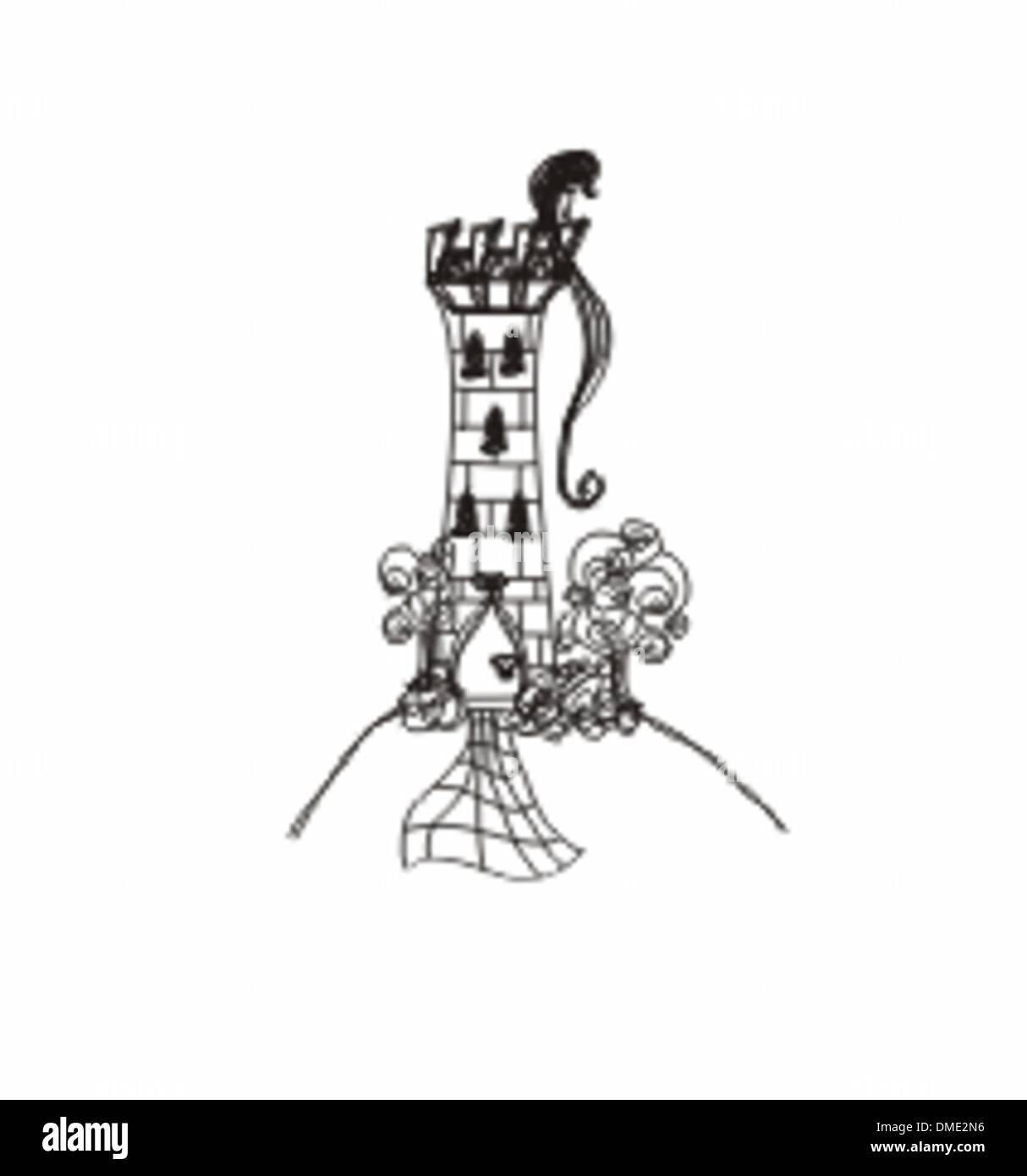 Illustration de la princesse dans la tour de Prince d'attente Illustration de Vecteur