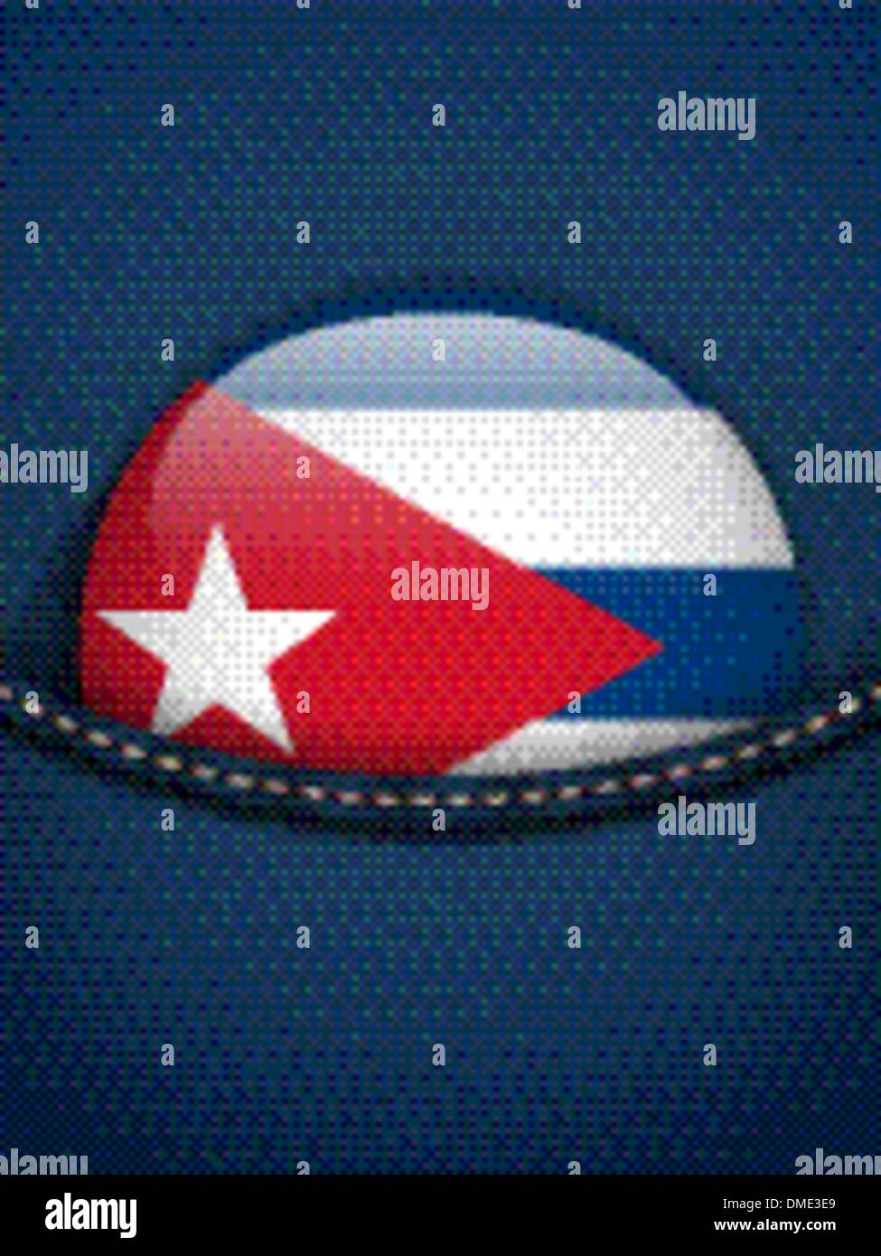 Bouton Drapeau Cuba en jeans Pocket Illustration de Vecteur