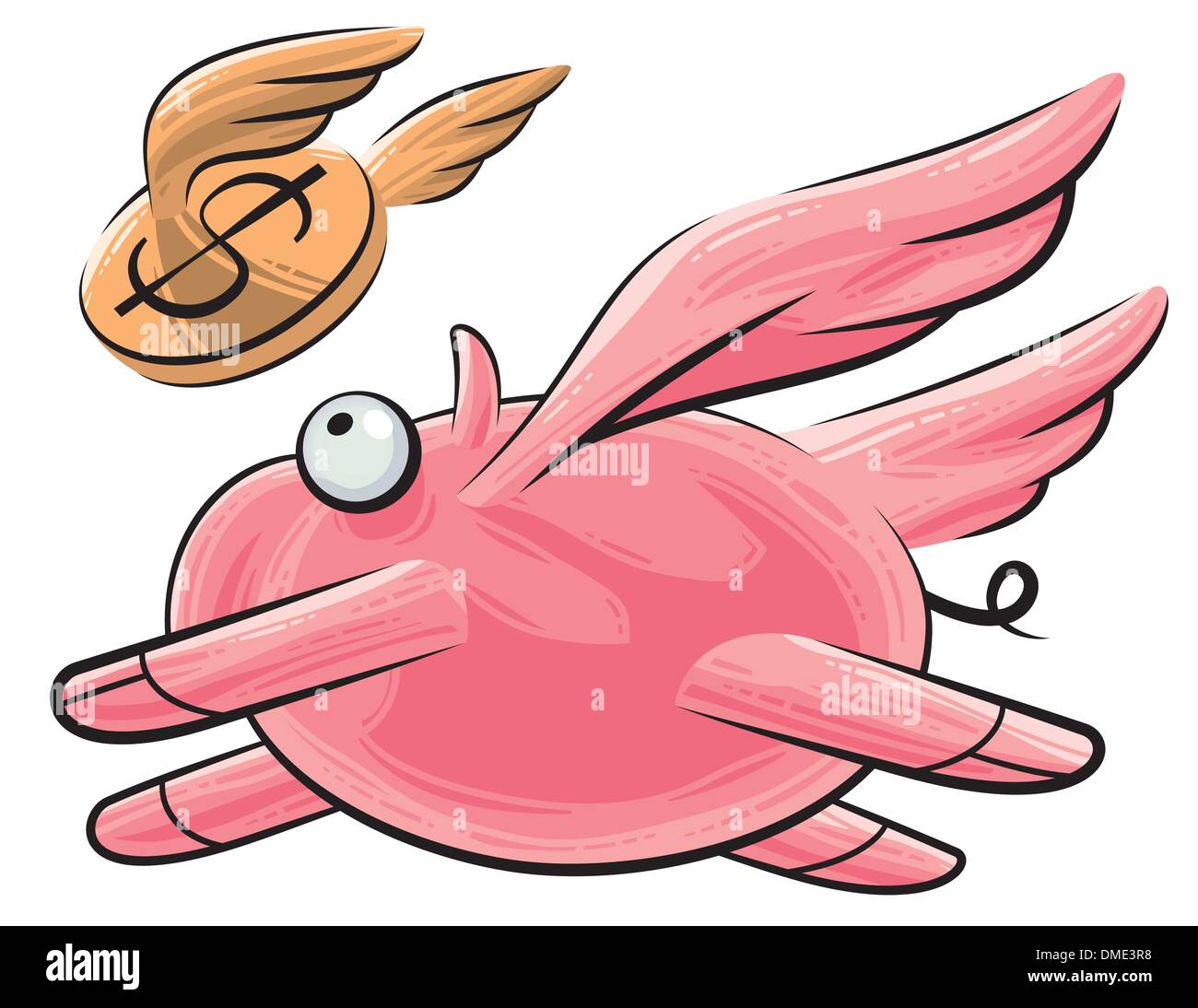 Dollar et Flying Pig Illustration de Vecteur