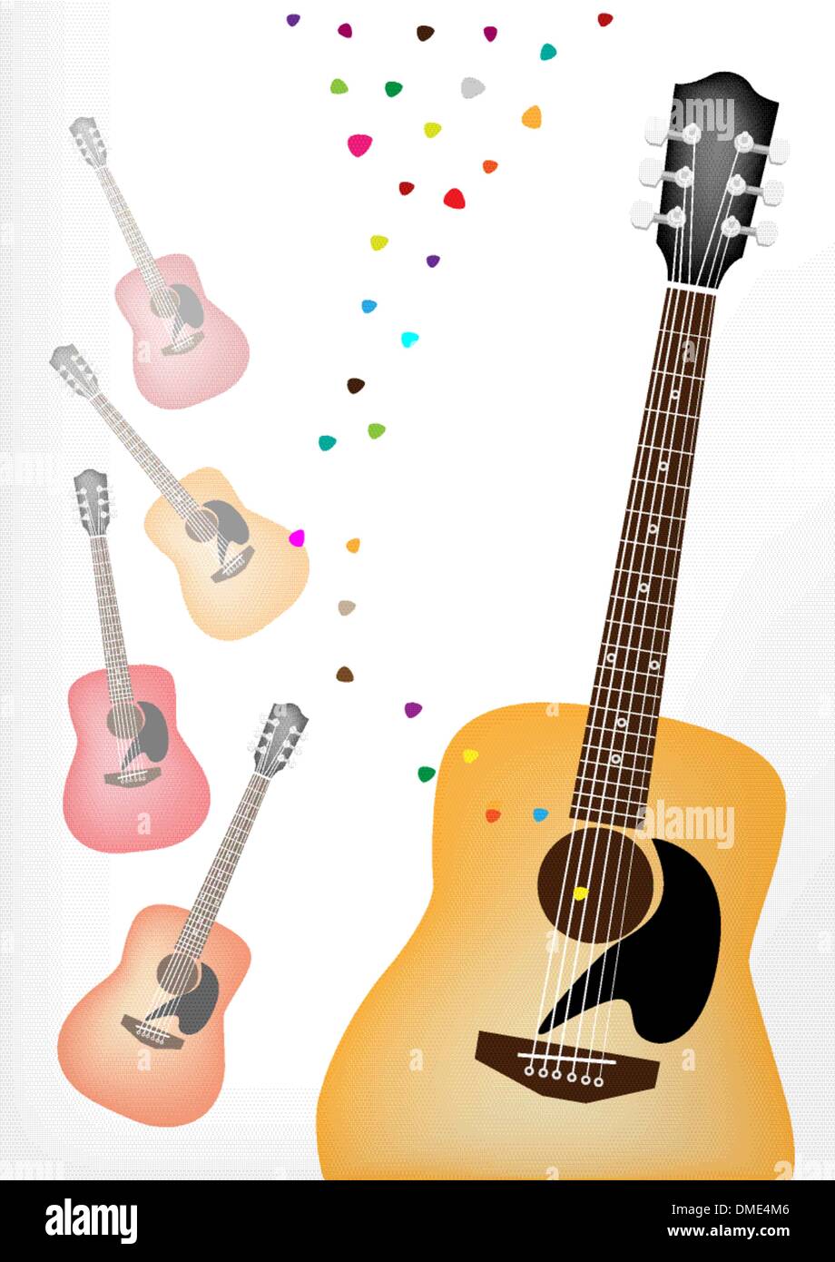 Une élégance sur fond de Guitare Guitares colorées Illustration de Vecteur