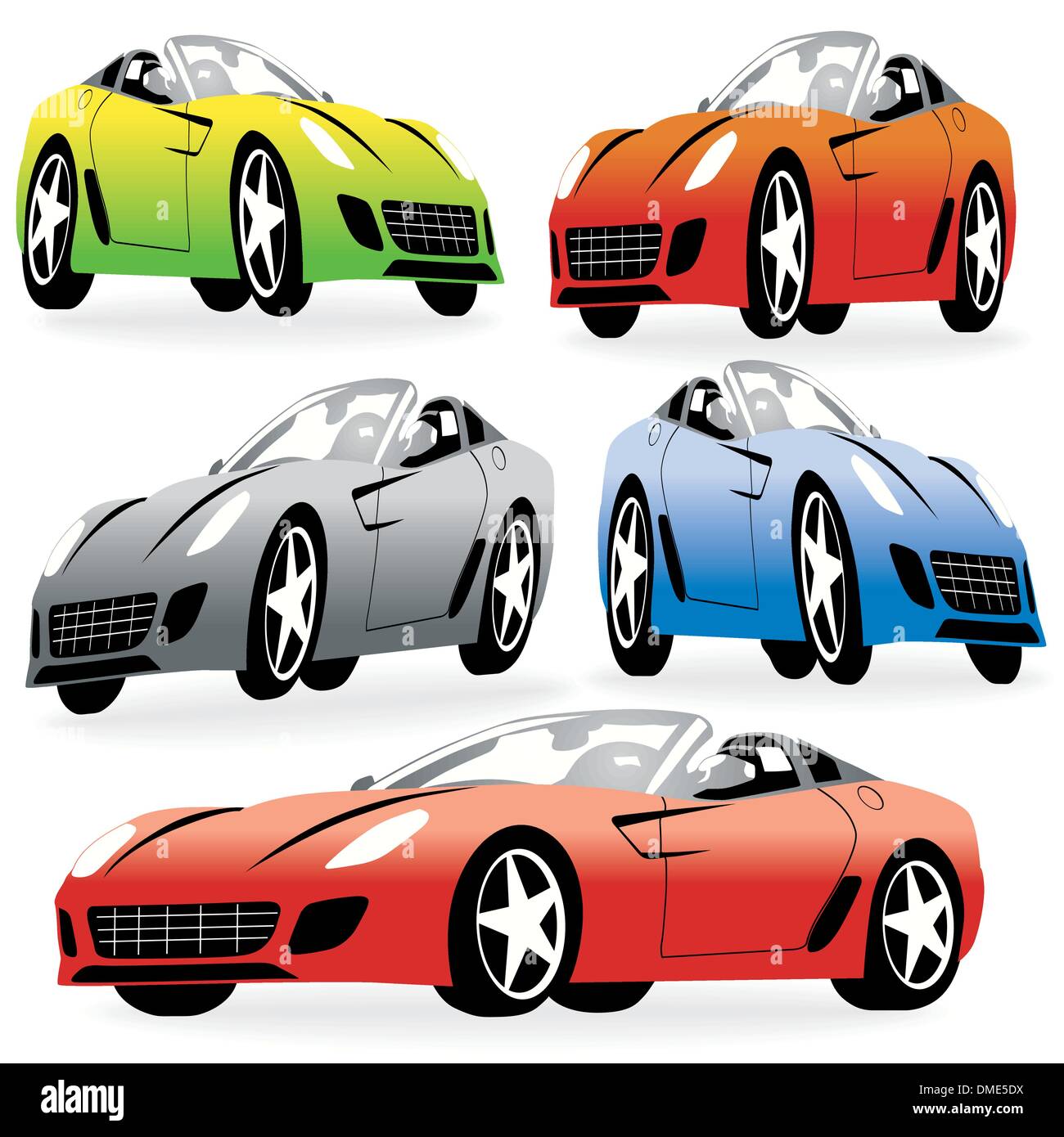 Jeu de voitures de course de style cartoon Illustration de Vecteur