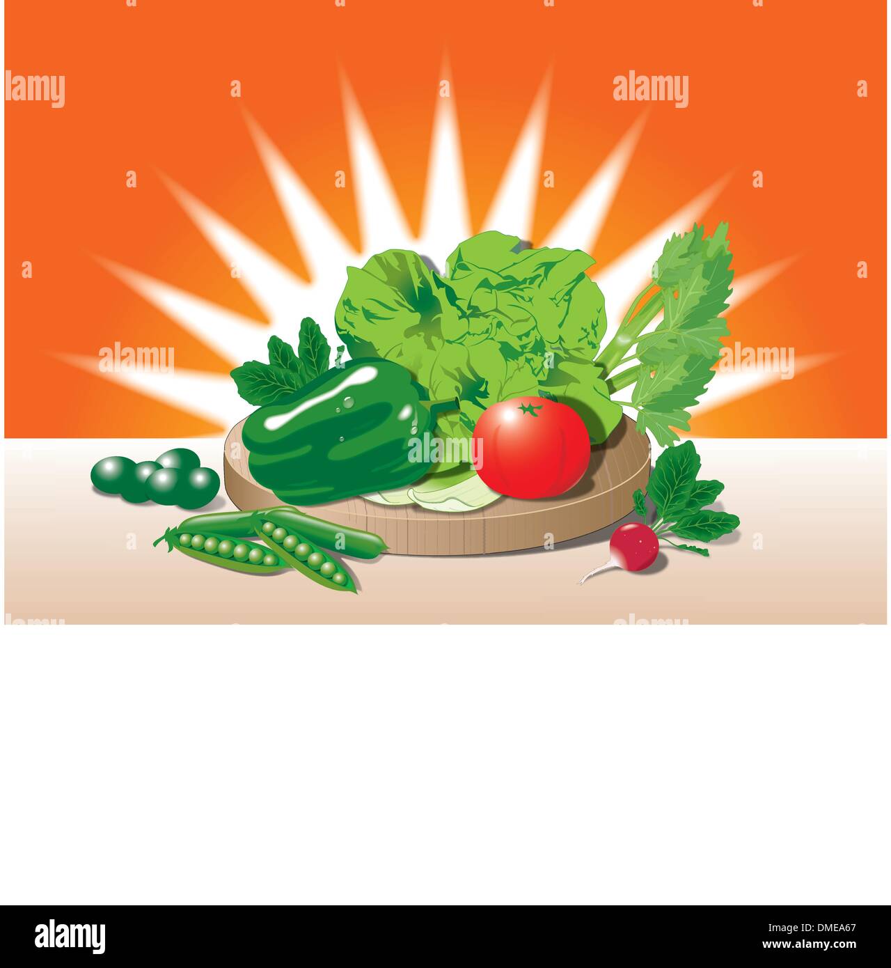 Légumes italiens sur la table Illustration de Vecteur