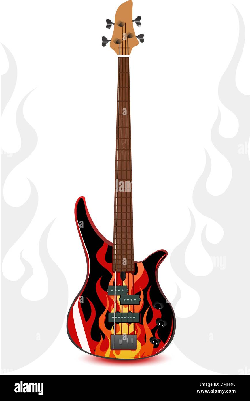 Vector black bass guitar Illustration de Vecteur