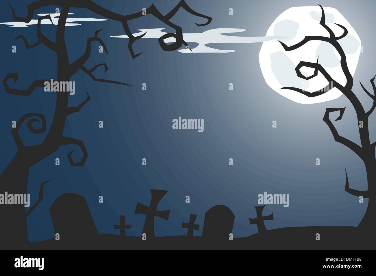 Vector illustration Halloween effrayant d'un cimetière de nuit Illustration de Vecteur Vector illustration Halloween effrayant d'un cimetière de nuit Illustration de Vecteur