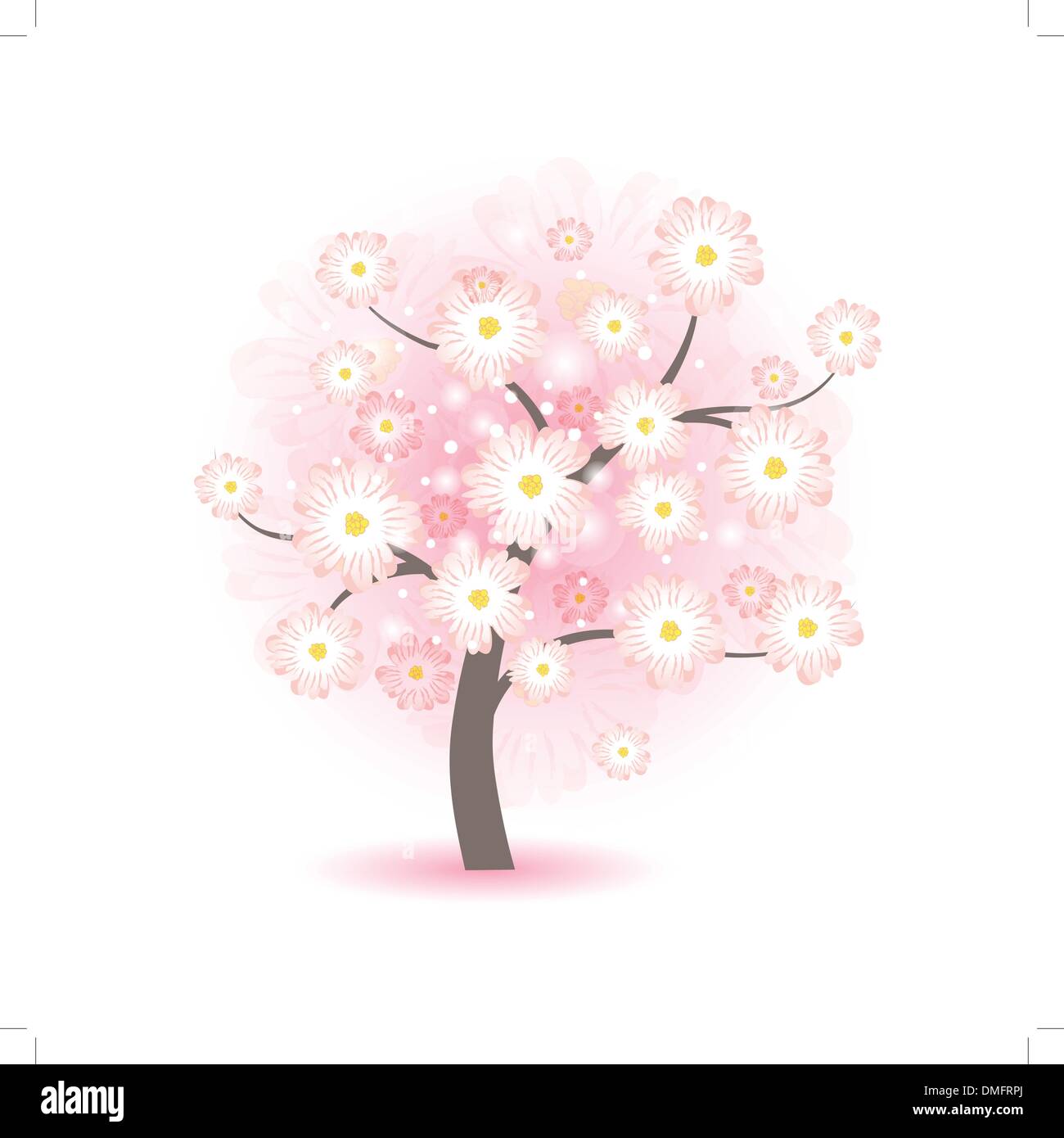 Résumé de beaux arbres en fleurs avec des fleurs roses Illustration de Vecteur