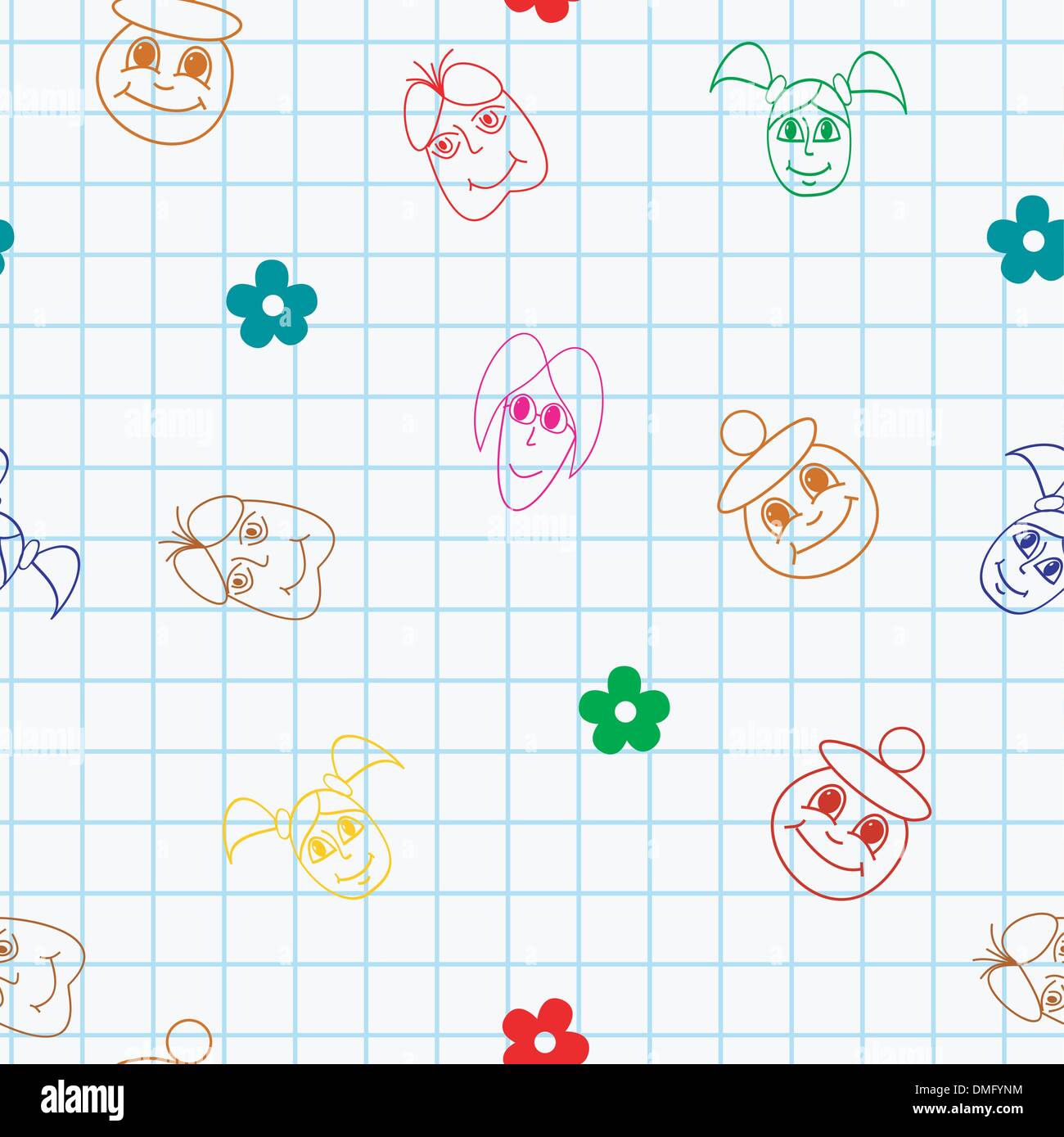 Vector seamless texture avec dessins animés d'enfants sur l'école Illustration de Vecteur