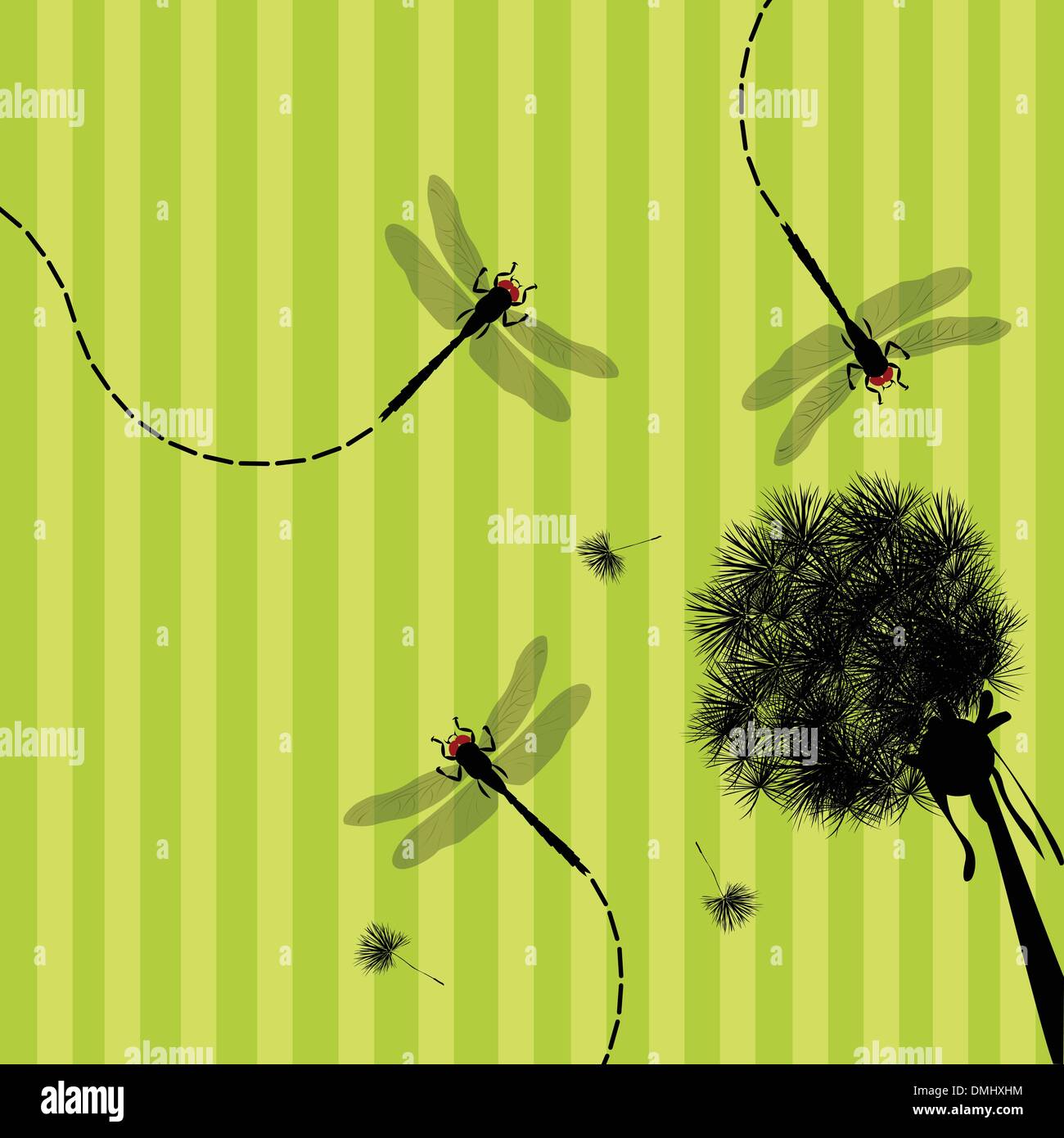 Le pissenlit et dragonfly Illustration de Vecteur