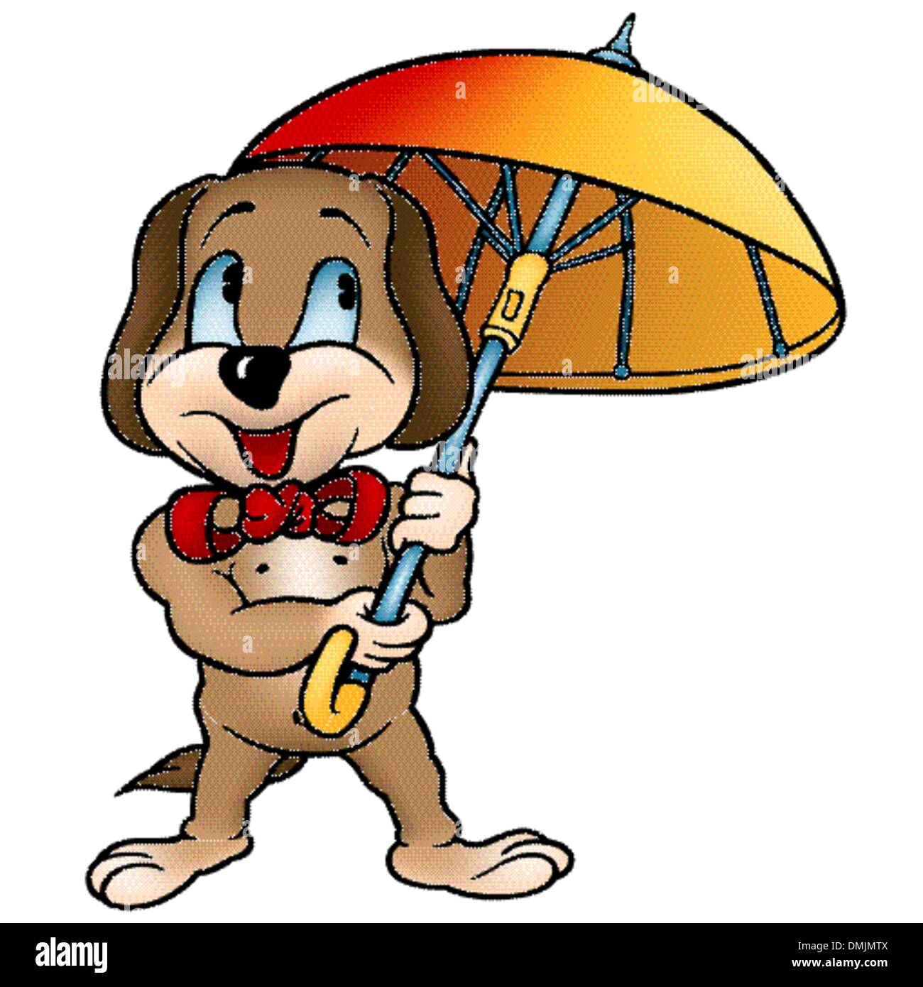 Chien avec parapluie Banque d'images vectorielles - Alamy