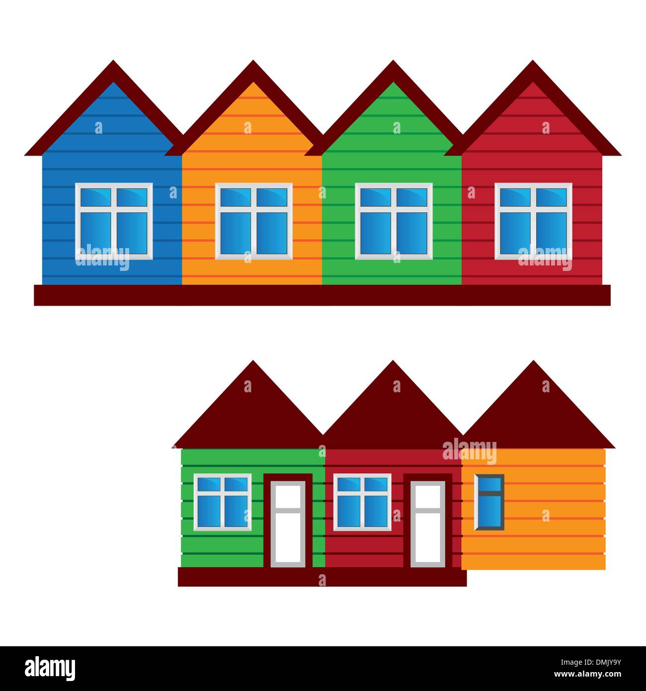 Vector maisons, maisons peintes de couleur Illustration de Vecteur