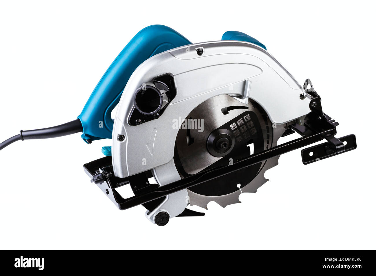 Scie circulaire isolé sur fond blanc Banque D'Images