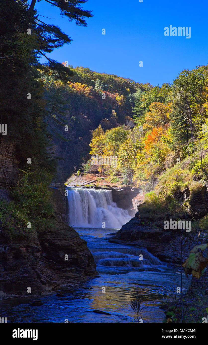 Lower Falls sur la rivière Genesee à Letchworth State Park dans l'État de New York Banque D'Images