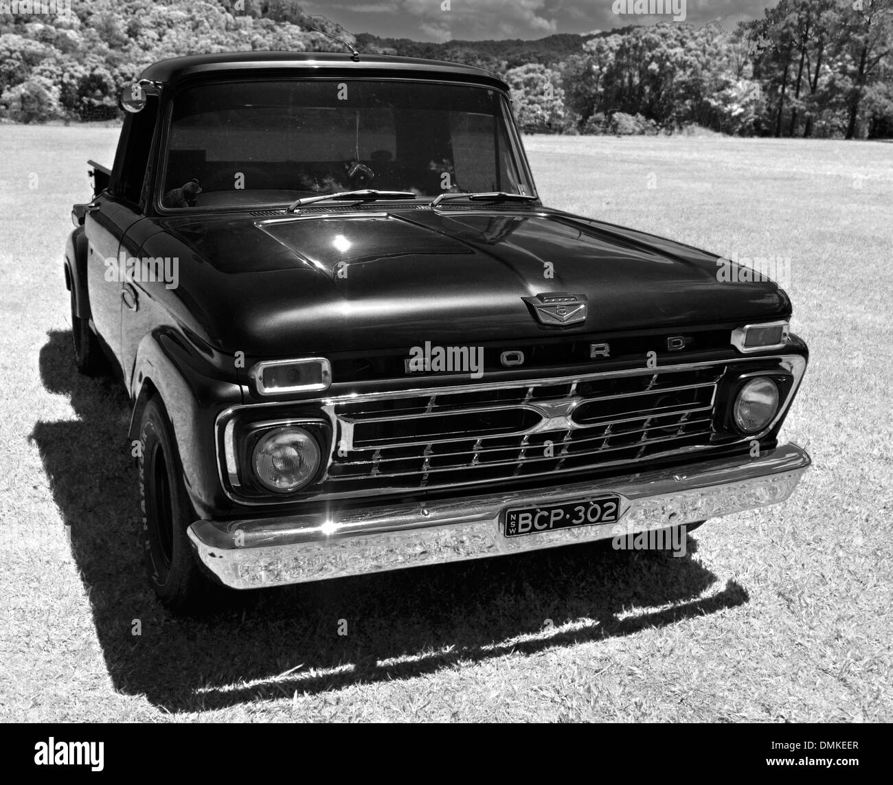 Ford pick up truck en noir et blanc Banque D'Images