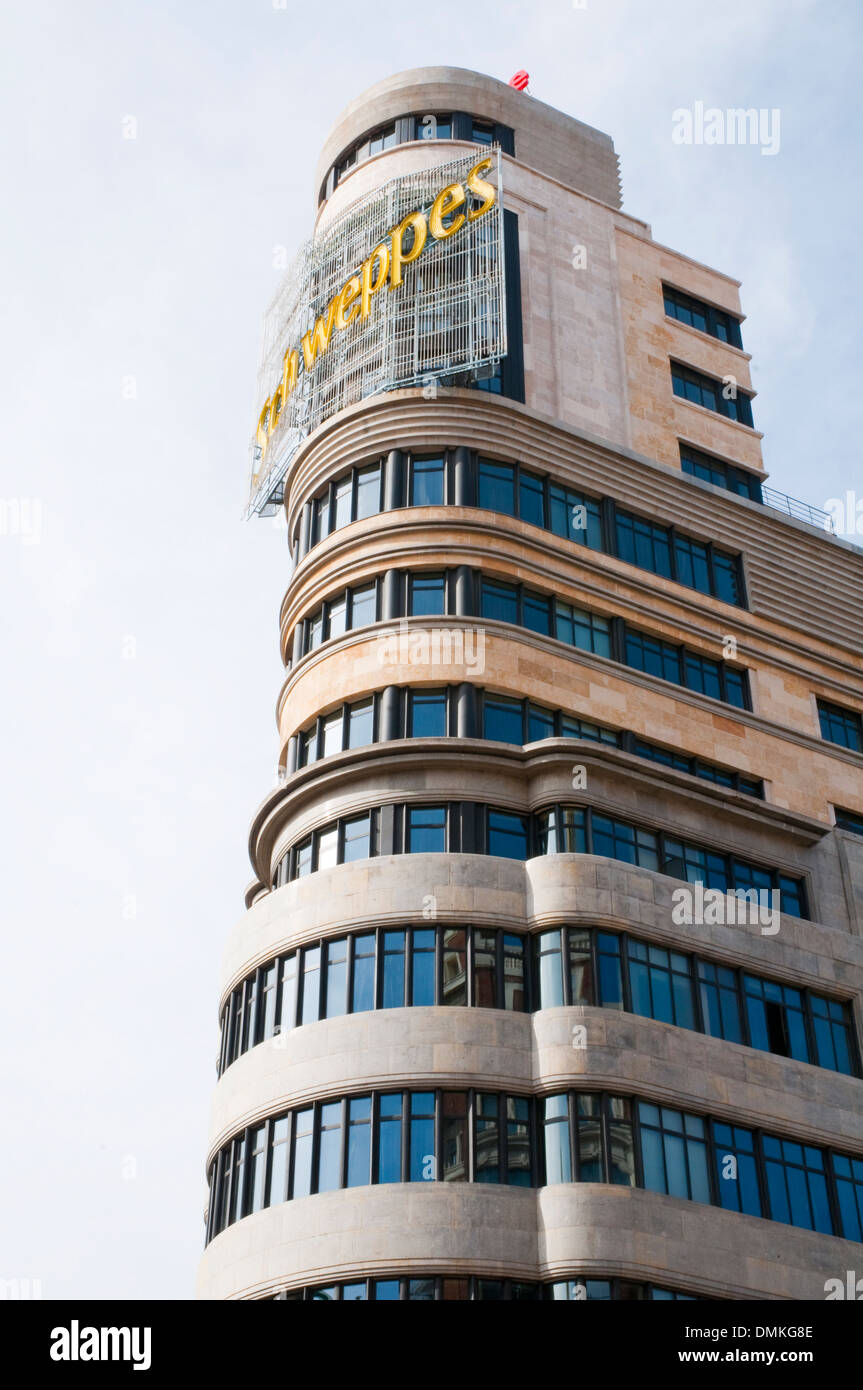 Capitol building. Callao Square, Madrid, Espagne. Banque D'Images