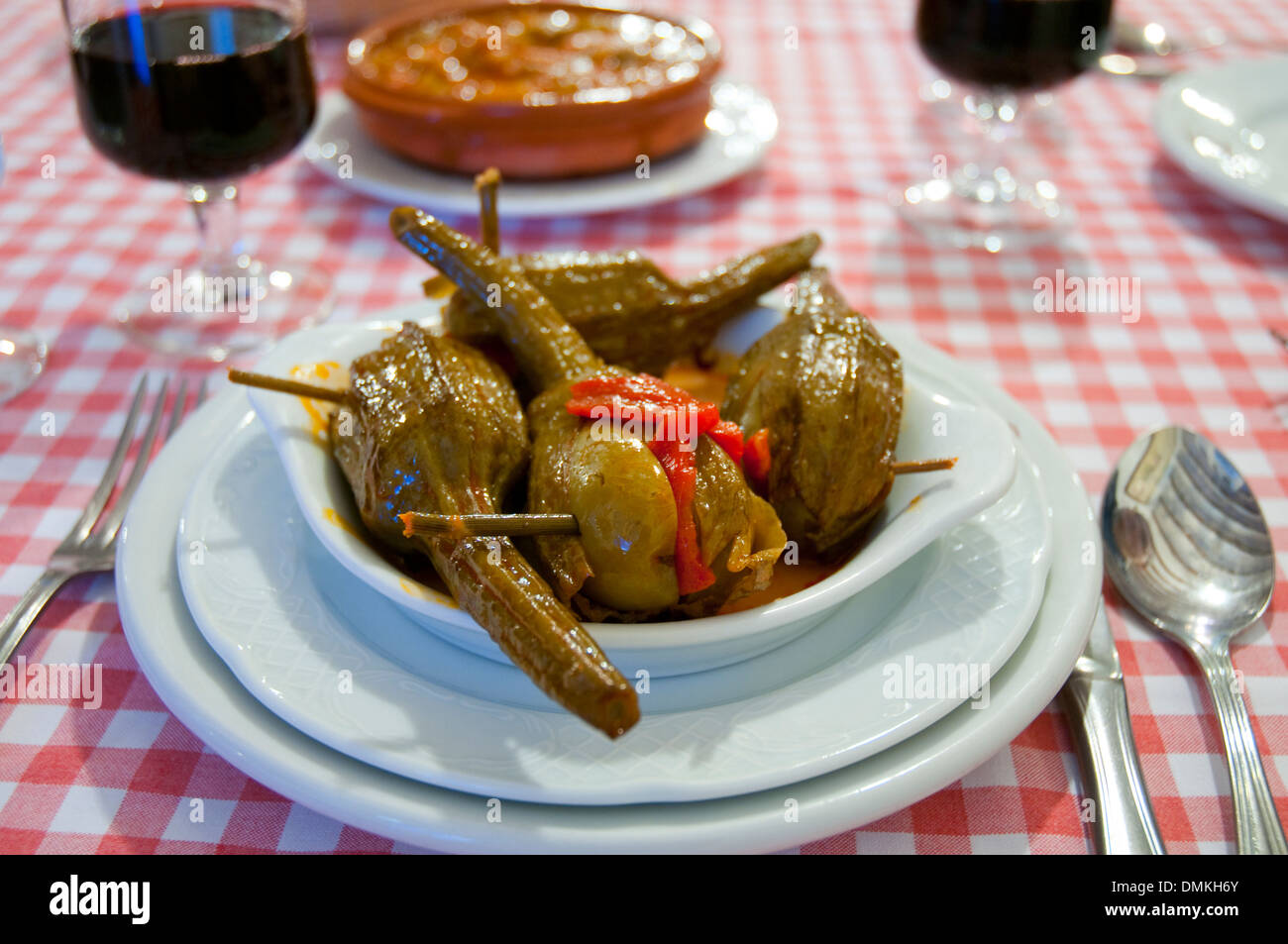 Almagro aubergines de servir. Ciudad Real province, Castilla La Mancha, Espagne. Banque D'Images