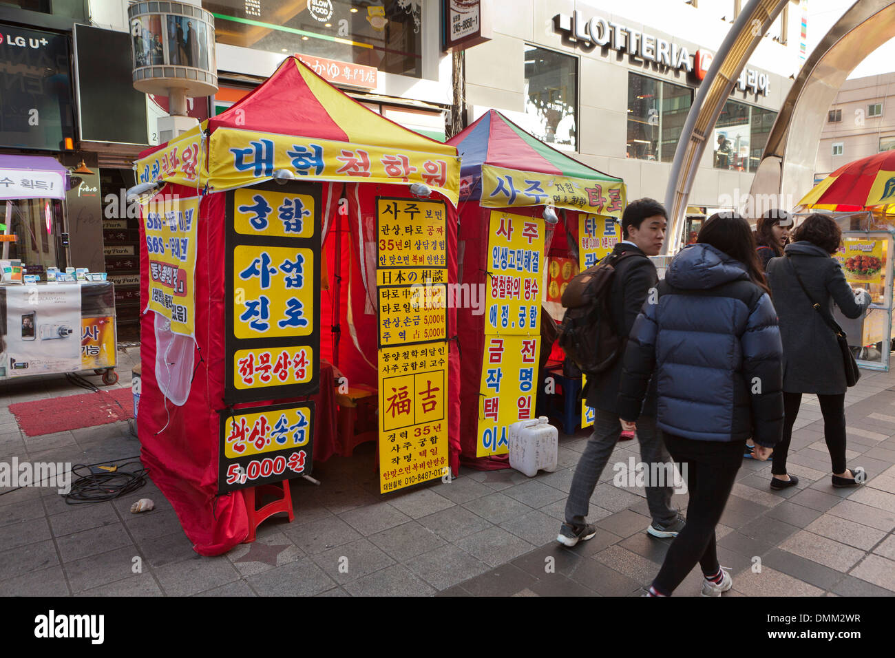 Fortune Teller rue tentes - Busan, Corée du Sud Banque D'Images