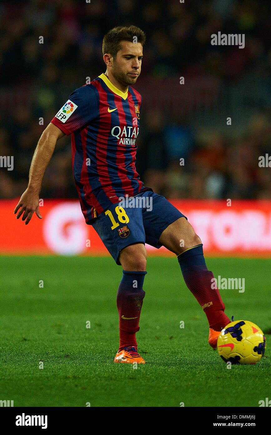 Barcelone, Espagne. 14 décembre 2013. Jordi Alba (FC Barcelone), au cours de la Liga match de football entre le FC Barcelone et Villarreal CF, au Camp Nou à Barcelone, Espagne, Samedi, Décembre 14, 2013. Foto : S.Lau : dpa Crédit photo alliance/Alamy Live News Banque D'Images