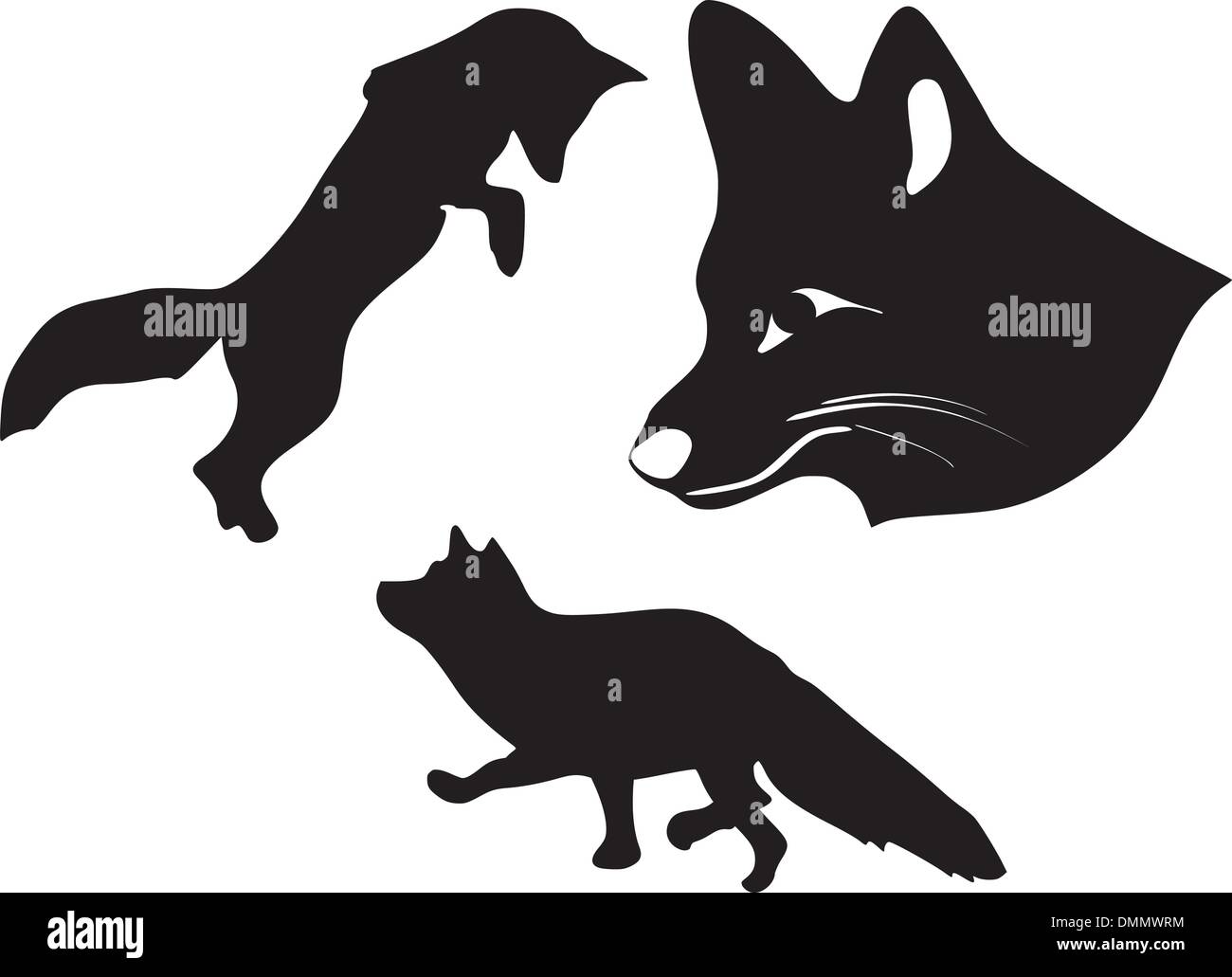 L'ensemble de silhouettes de la Fox Illustration de Vecteur
