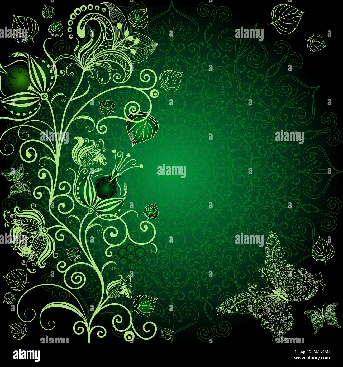 Floral frame vert foncé Illustration de Vecteur