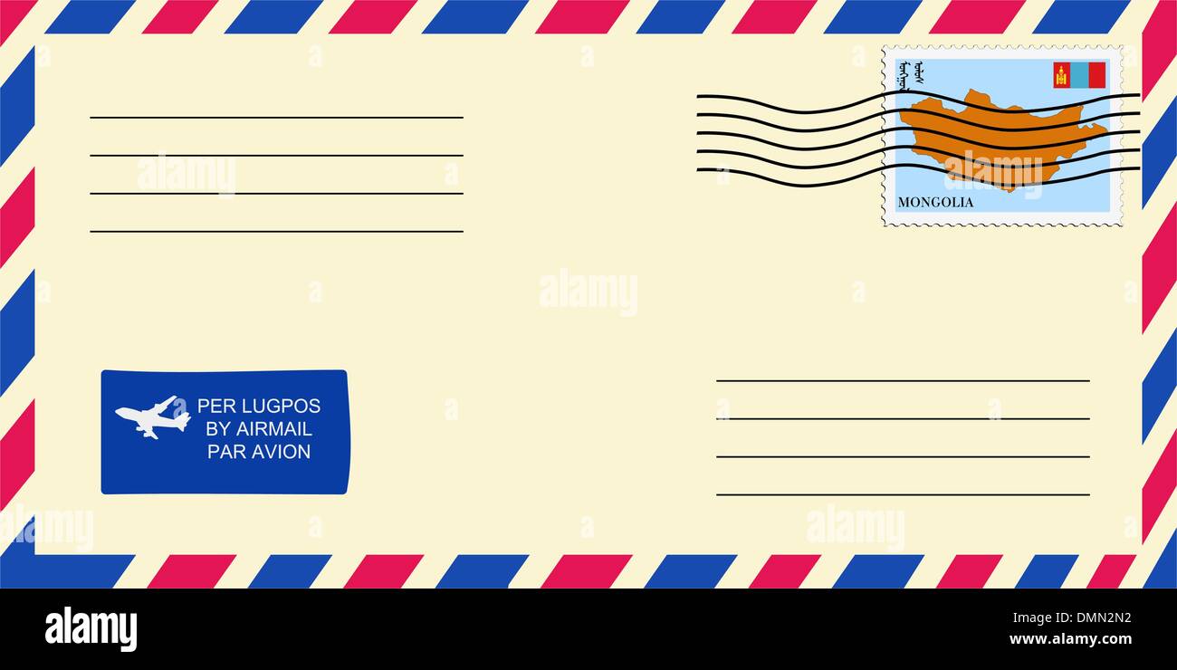 Lettre avec timbre national Illustration de Vecteur