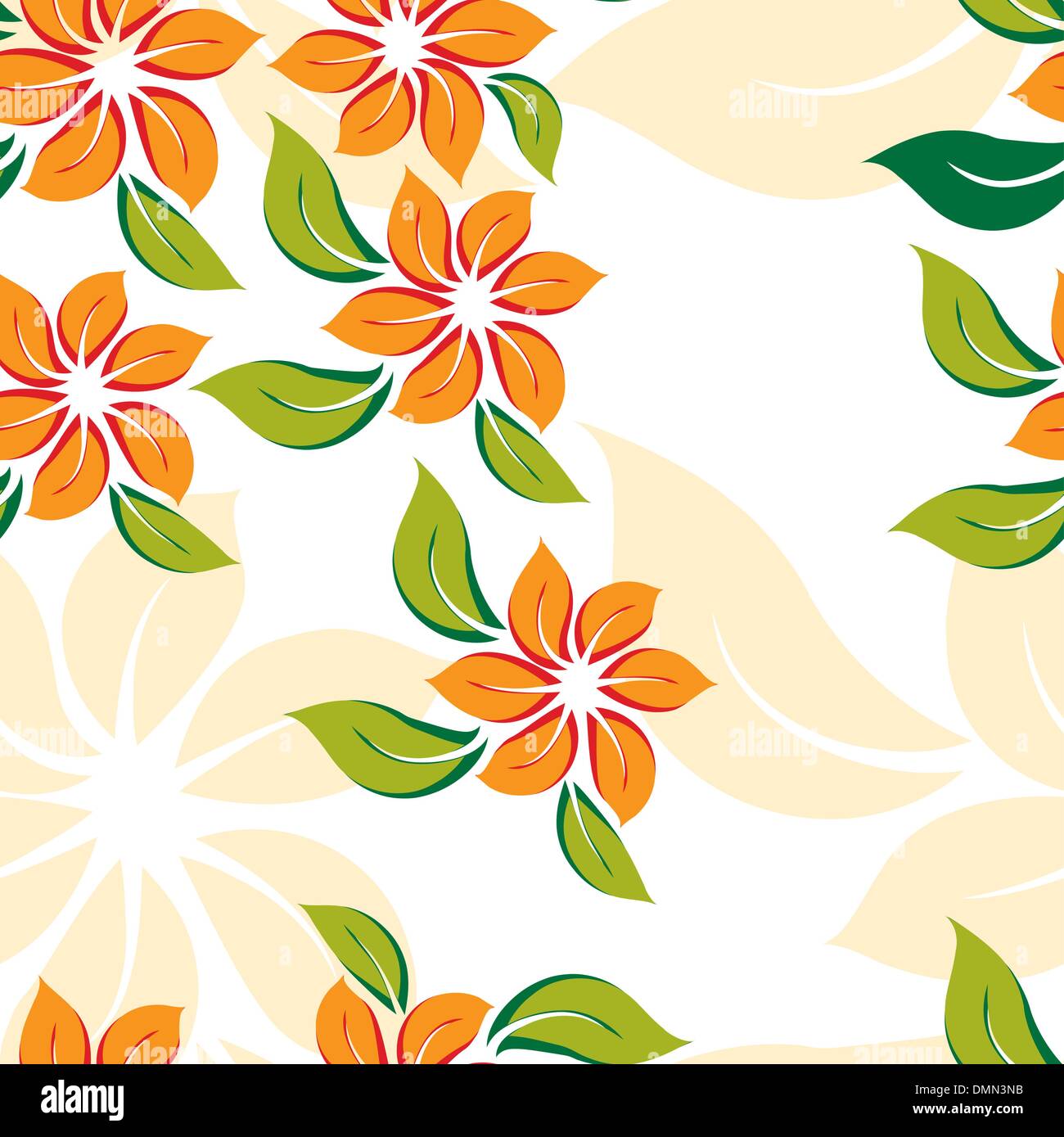 Motif florale avec des fleurs orange Illustration de Vecteur