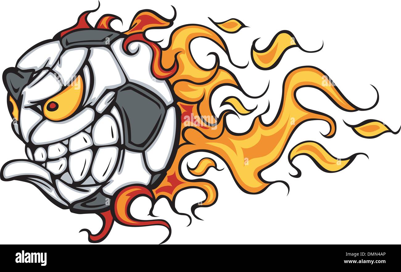 Ballon de soccer Flaming Face Image vectorielle Illustration de Vecteur