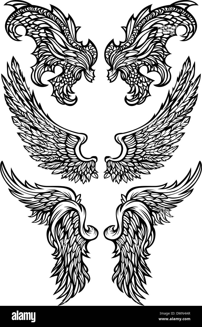 Ailes d'ange ailes démon & illustrations vectorielles Illustration de Vecteur