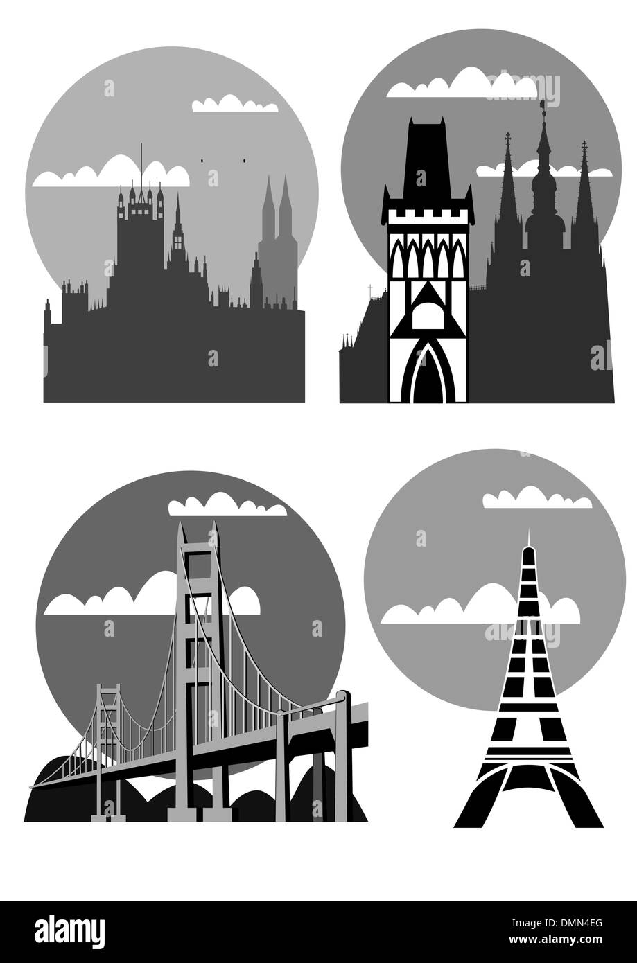 Villes et lieux célèbres - vector Illustration de Vecteur