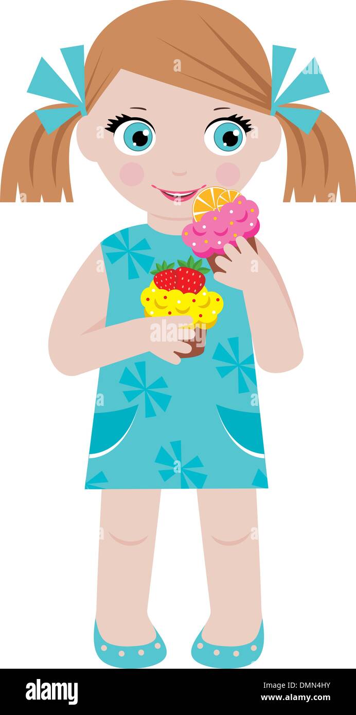 Petite fille aux cupcakes Illustration de Vecteur
