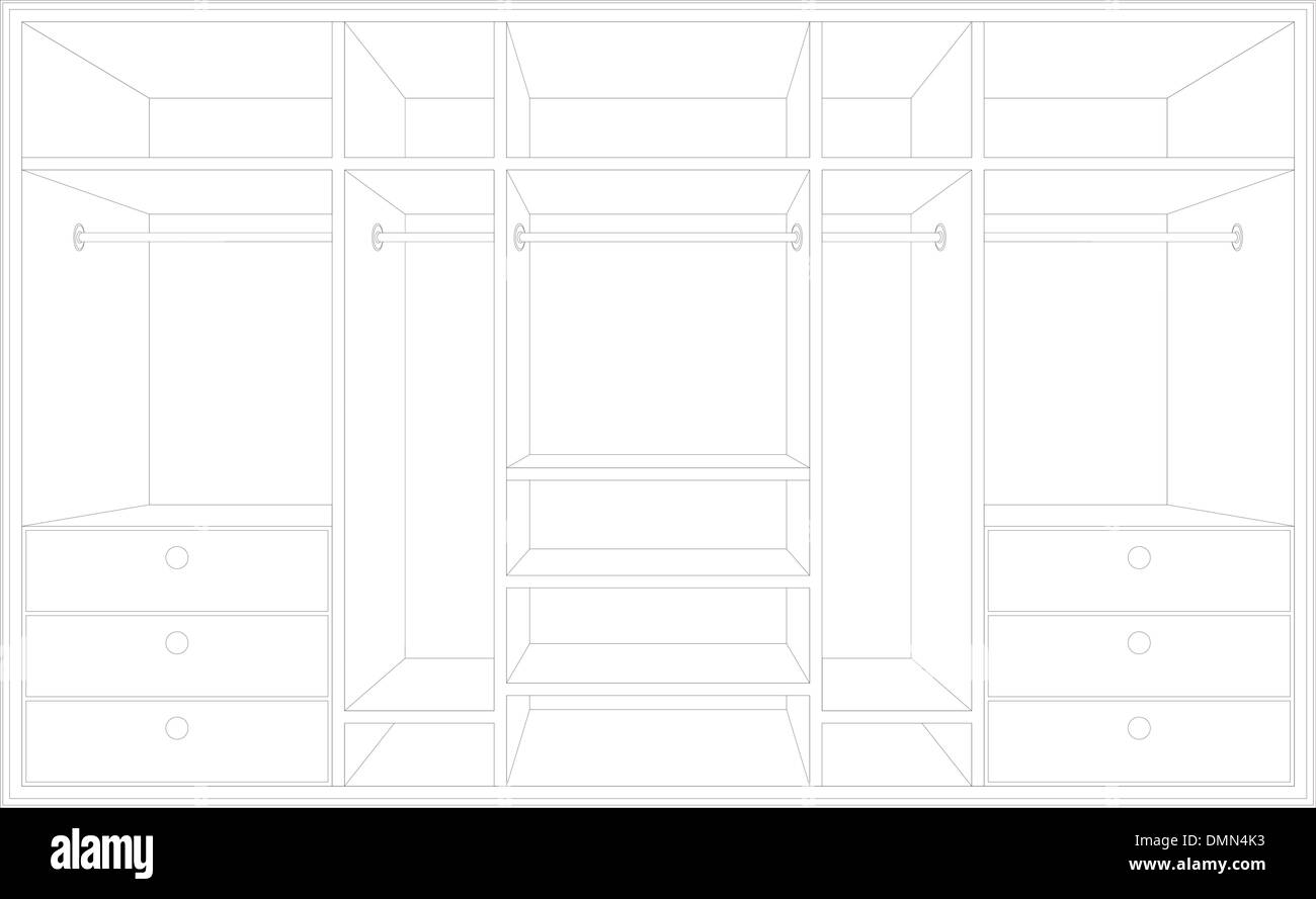 Dessin d'une armoire. Projet de mobilier Illustration de Vecteur