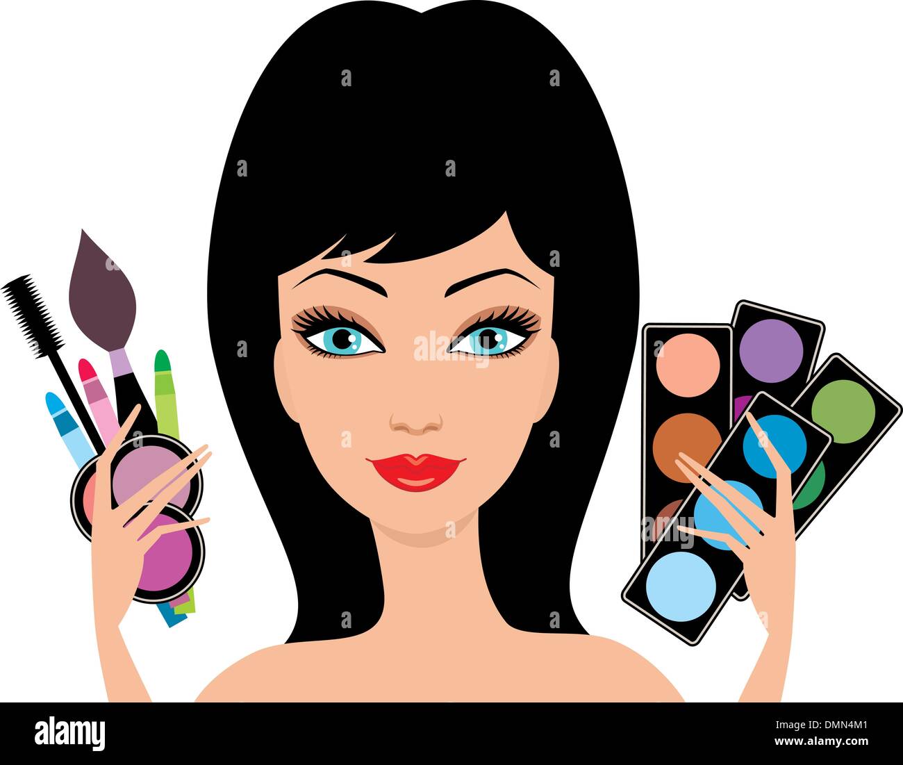 Mode Maquillage Cosmétiques Dessin Animé Icônes Dans Kawaii Lèvres Rouge à  Lèvres Vernis à Ongles Parfum Brosse Miroir