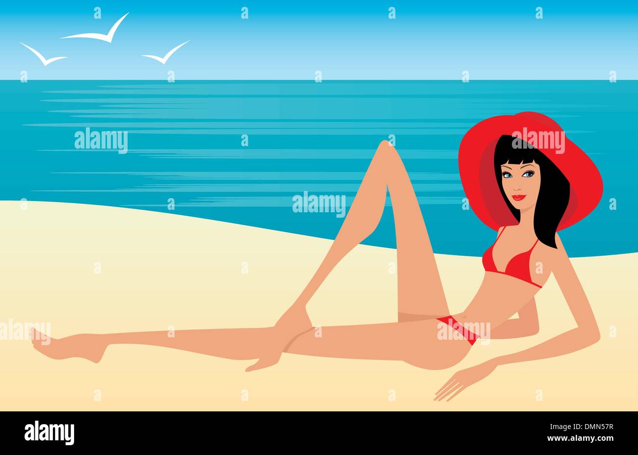 Femme Bikini Sur La Plage Banque Dimages Vectorielles Alamy 