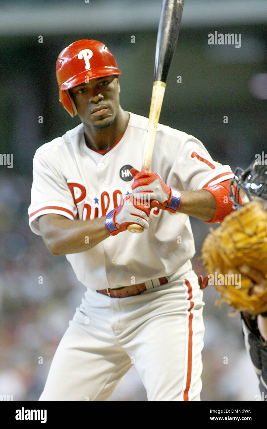 06 Septembre 2009 : l'arrêt-court des Phillies Jimmy Rollins vérifie qu'emplacement dans la première manche au Minute Maid Park de Houston au Texas. (Crédit Image : © Global/ZUMApress.com) Southcreek Banque D'Images