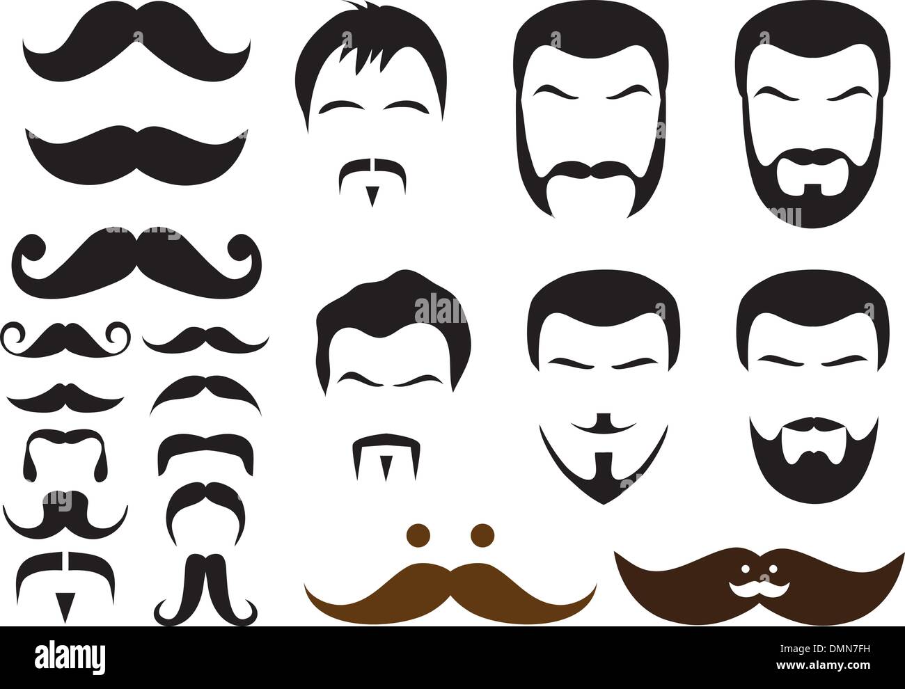 Moustache et barbe styles, vector Illustration de Vecteur