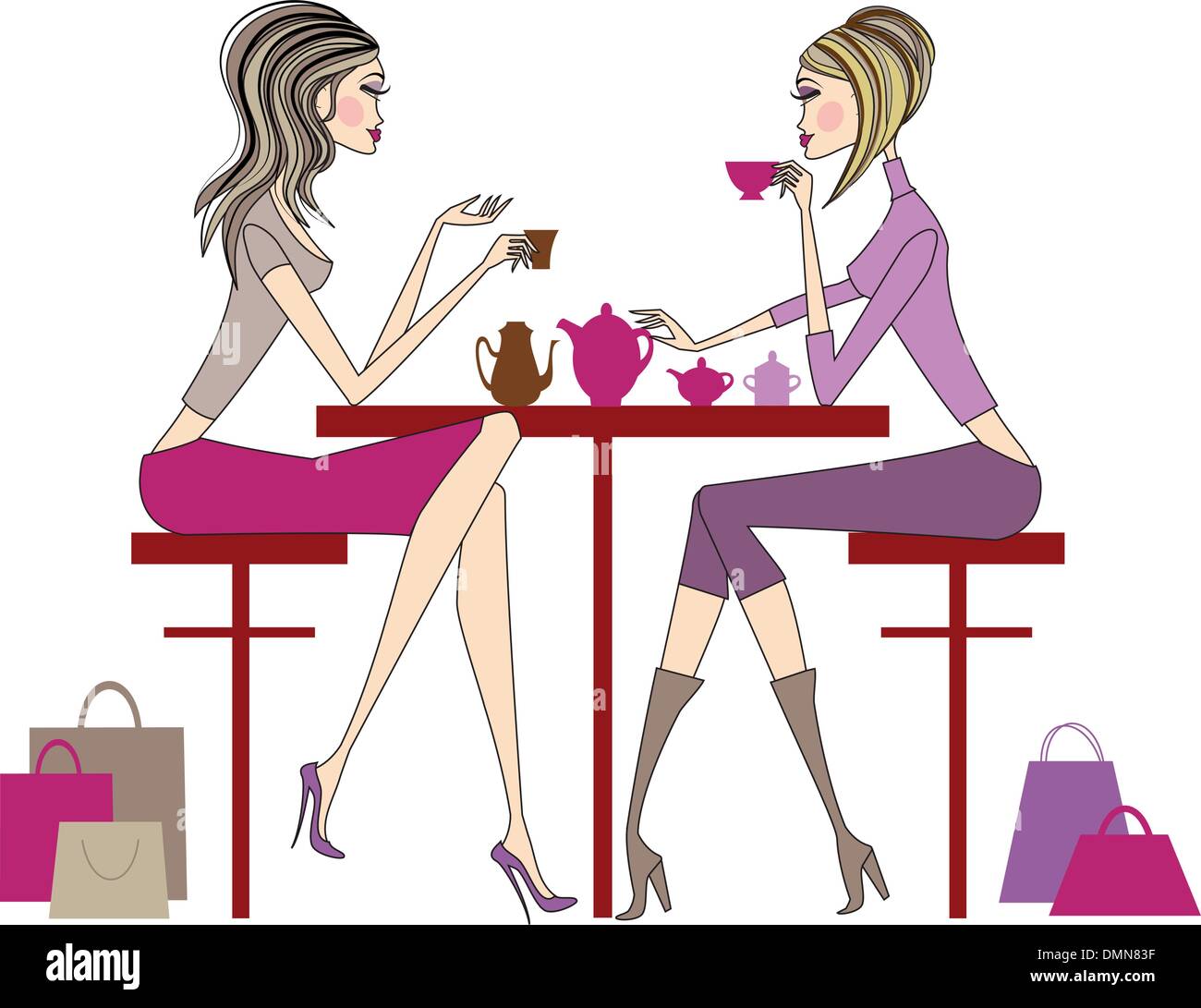 Les femmes de boire du café et du thé Illustration de Vecteur