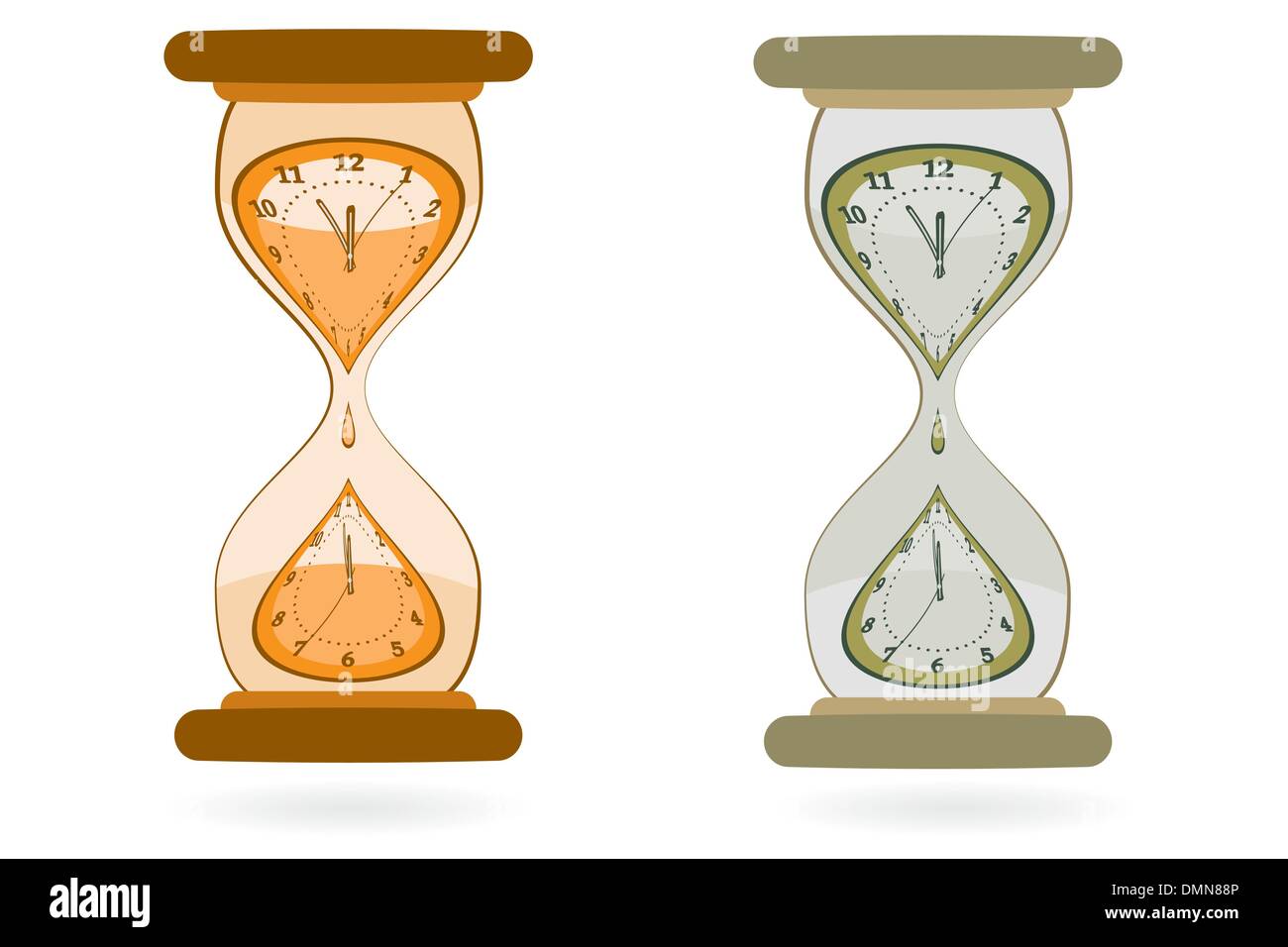 Horloge murale avec Hourglass Illustration de Vecteur