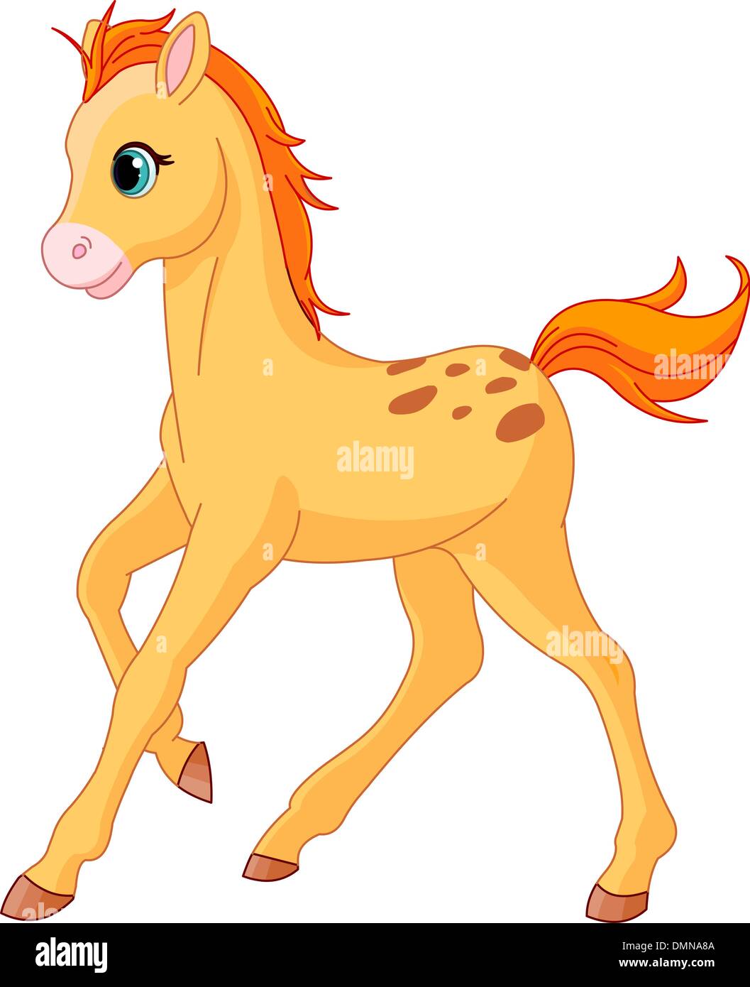 Cute Horse foal running Illustration de Vecteur