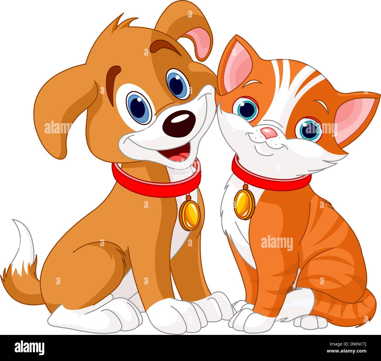 Chat et chien Illustration de Vecteur