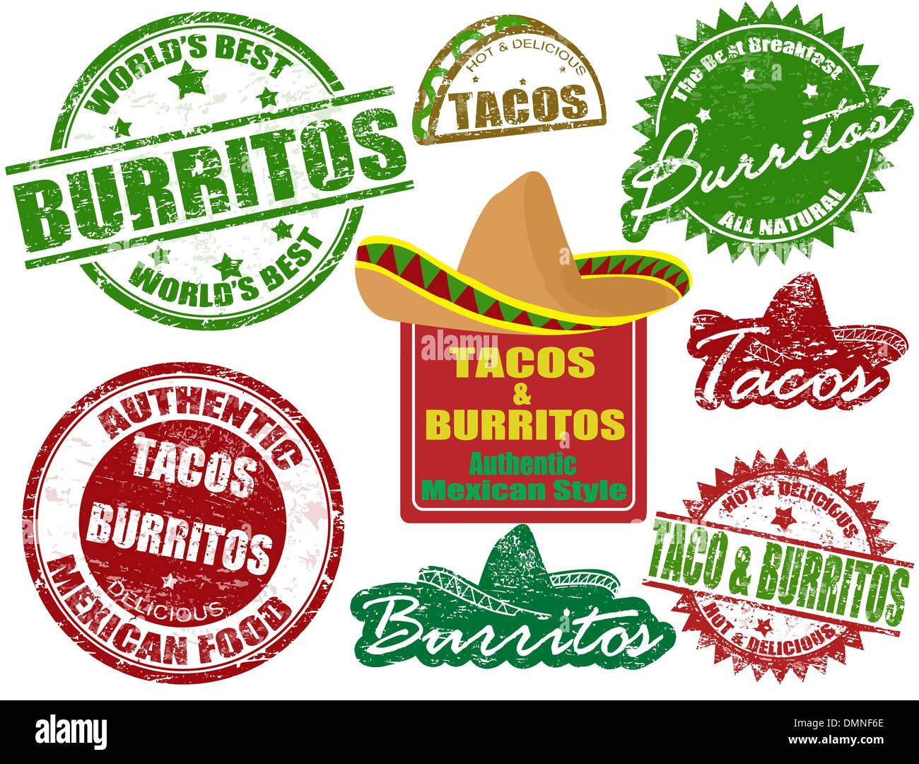 Les tacos et les burritos stamps Illustration de Vecteur