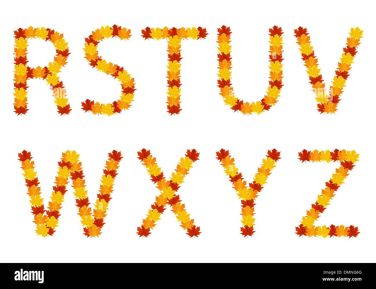 Les feuilles d'automne lettres alphabet Illustration de Vecteur