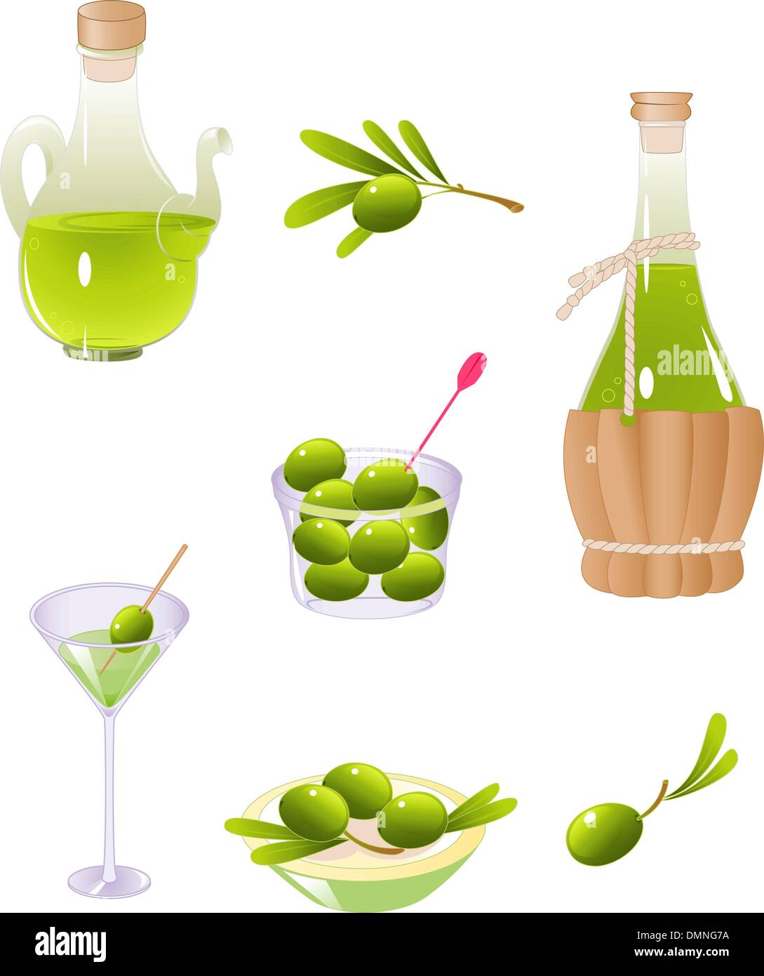 Olives et huile d'olive Illustration de Vecteur