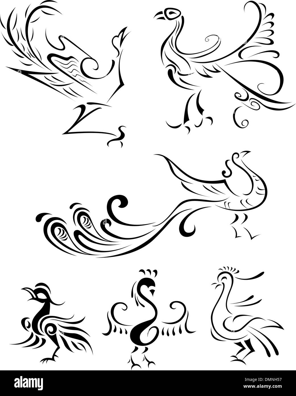 Abstract bird phoenix tattoo Illustration de Vecteur