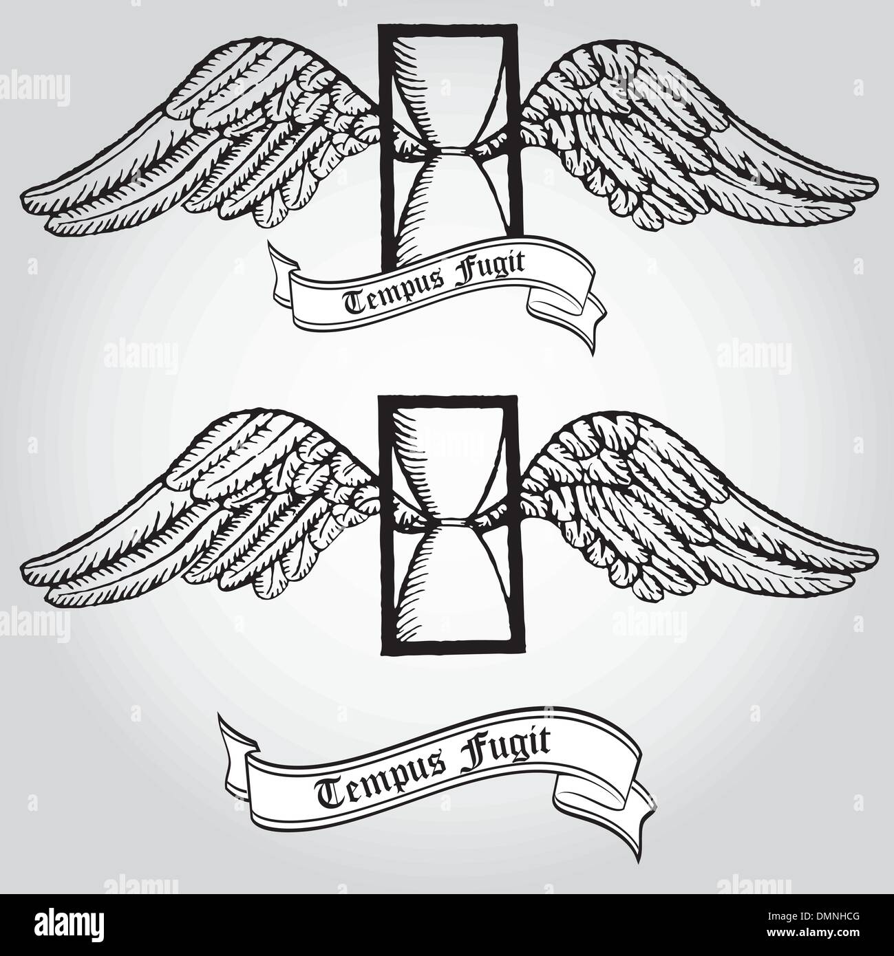 Tempus fugit passant du temps Sablier Symbole Tatouage Illustration de Vecteur