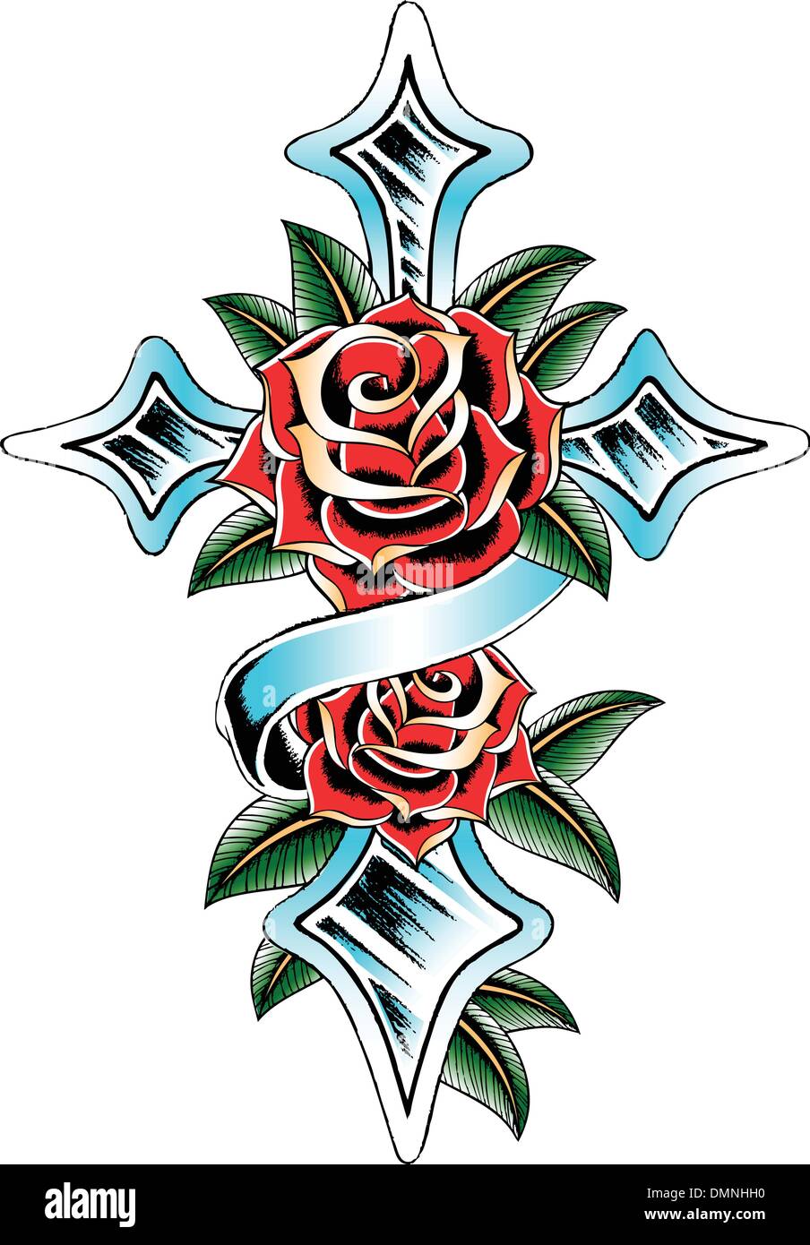 Croix avec décoration rose Illustration de Vecteur