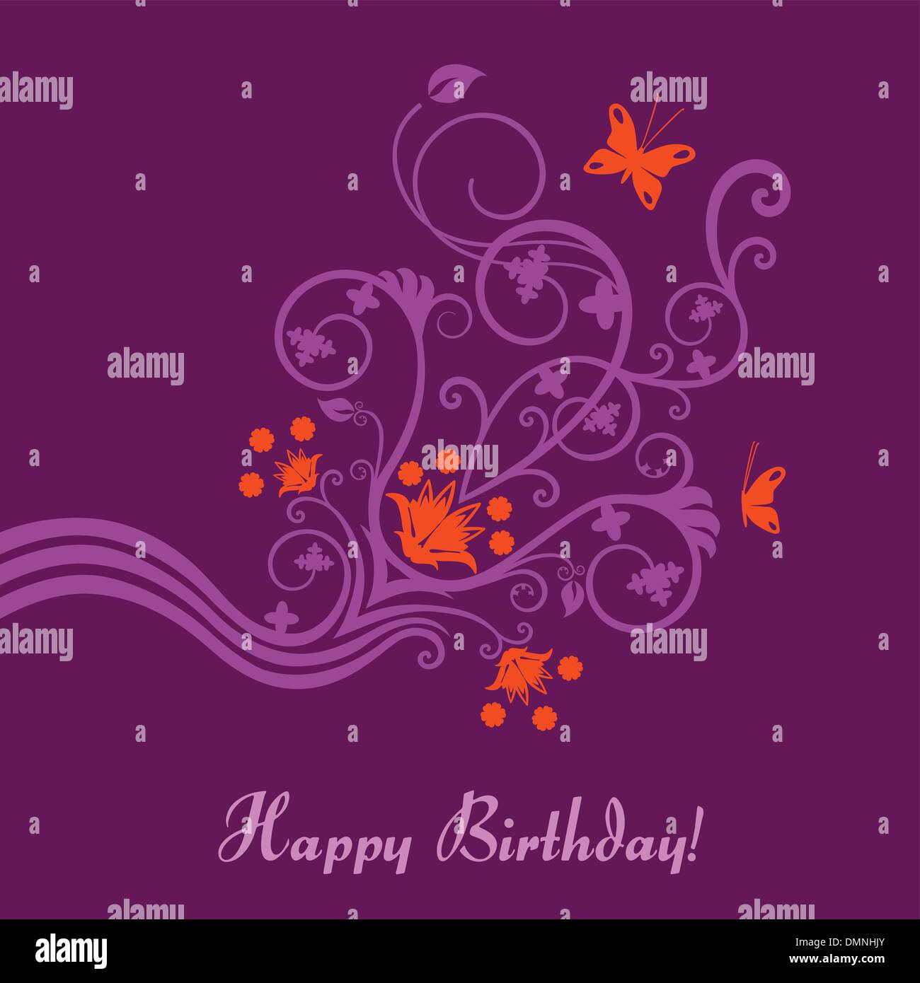 Violet et rose carte d'anniversaire fleurs Illustration de Vecteur