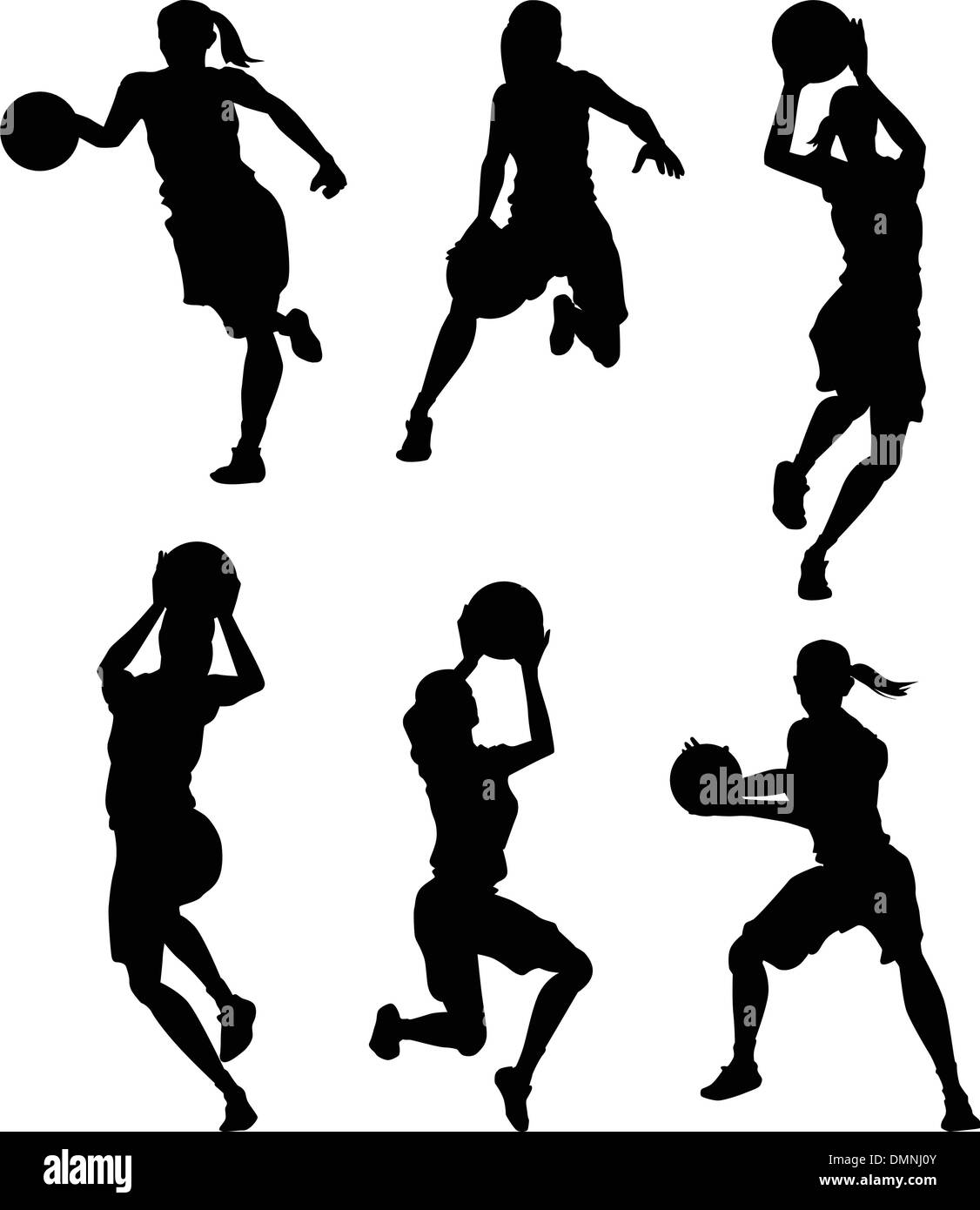 Basket-ball femmes Femmes Silhouettes Illustration de Vecteur