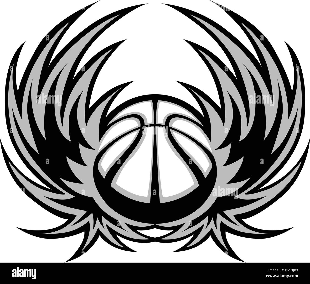 Modèle de basket-ball avec des ailes Illustration de Vecteur