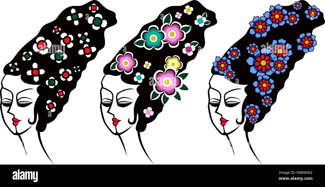 Beauté Visage fleur Illustration de Vecteur